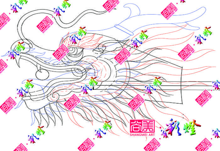 牛年彩燈《龍騰四?！反笮椭黝}彩燈龍頭放樣圖